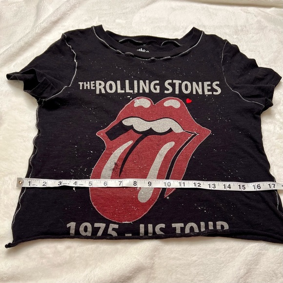 THE ROLLING STONES • Cropped• Distressed• Acid Wash• Graphic• T-Shirt - Picture 9 of 10